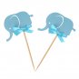 10pcs Elephant Cupcake Cake Topper Picks Baby Shower Party Birtyday Paper Cards