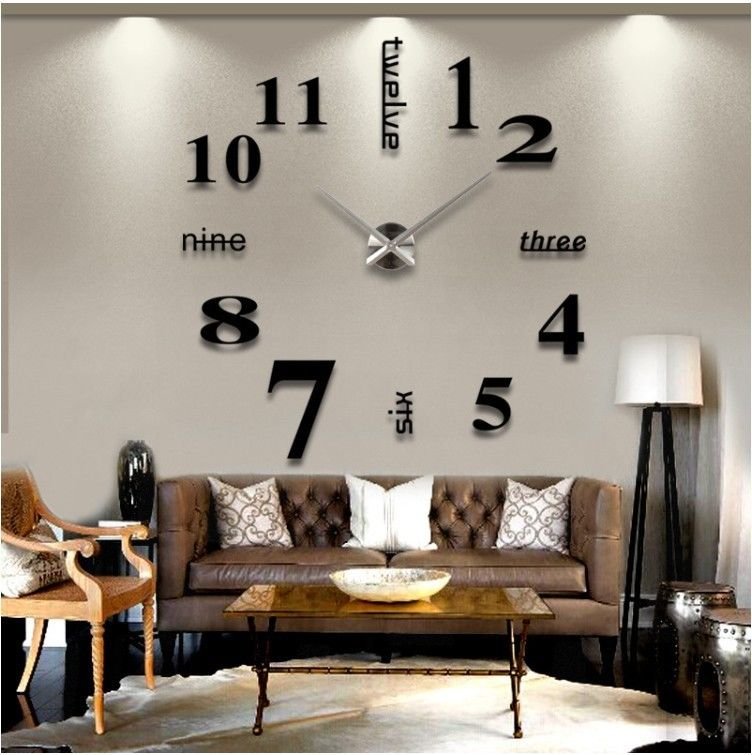 Modern DIY Large Wall Clock 3D Mirror Surface Sticker Home Decor Art Design Hot