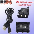 2X 2400mAh Rechargeable Battery Pack For XBOX ONE Wireless Controller +USB Cable