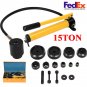 Hydraulic Knockout Punch Driver Kit 15 Ton 10 Dies 11 14 Gauge Conduit Hole Tool