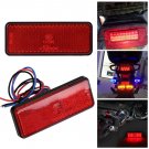 Motorcycle Scooter Moped Rectangle Red LED Reflector Tail Brake Light Stop Lamp