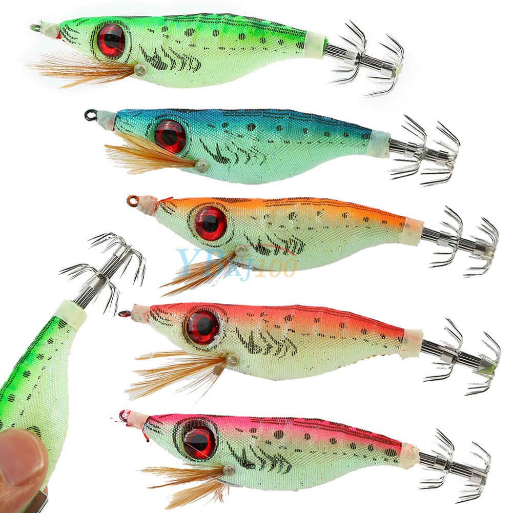 Big Eyes Jigs Shrimp Prawn Fishing Lures Luminous Hooks Squid Glow In the Dark
