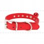 Adjustable PU Rhinestone Puppy Dog Cat Collars Safety Neck Buckle w/ Bell