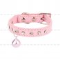 Adjustable PU Rhinestone Puppy Dog Cat Collars Safety Neck Buckle w/ Bell