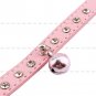 Adjustable PU Rhinestone Puppy Dog Cat Collars Safety Neck Buckle w/ Bell