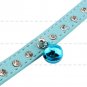 Adjustable PU Rhinestone Puppy Dog Cat Collars Safety Neck Buckle w/ Bell