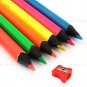 Hot 6Pcs/Set Marco Fluorescent Colour Marking Pencils W/ Free Pencil Sharpener