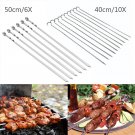 6/10PCS Safe BBQ Barbecue Grilling Cooking Long Kebab Flat Skewers Needle New