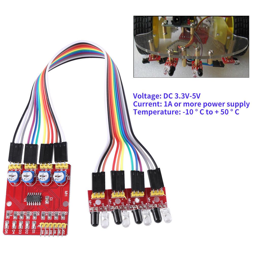 4 Channel IR Infrared Line Detector Tracking Sensor Module for Arduino Smart Car