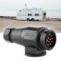 12V 13 Pin Electric Trailer Plug Plastic 13 Pole Wiring Connector Adapter Black