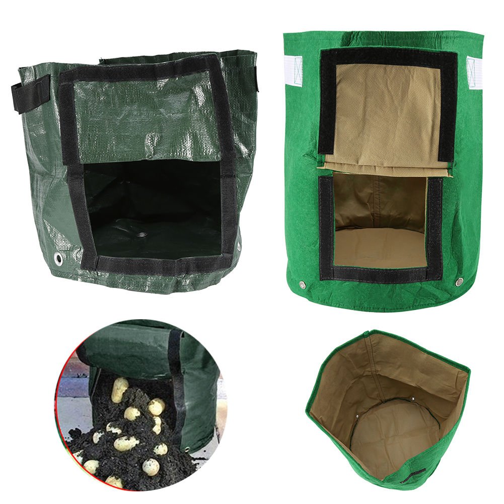 Garden Potato Grow Planter PE/Felt Cloth Planting Container Bag With Side Window