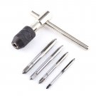 5pcs/Set T-Handle Tap Wrench + Hand Screw Thread Taps Reamer M3/M4/M5/M6 coi