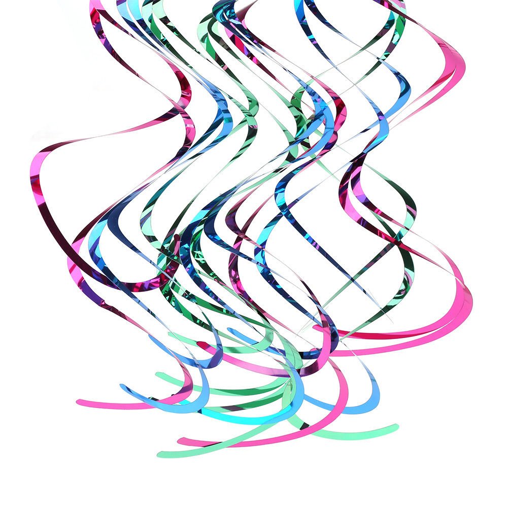 5Pcs Colored Hanging PVC Plastic Swirl Decoration for Wedding Birthday Party coi