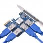 USB 3.0 Quad Port PCI-E Express Extender Riser Adapter Extension Card for Mining