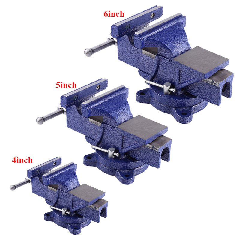 5/6" Bench Vise with Anvil Swivel Locking Base Table top Clamp Heavy Duty Steel