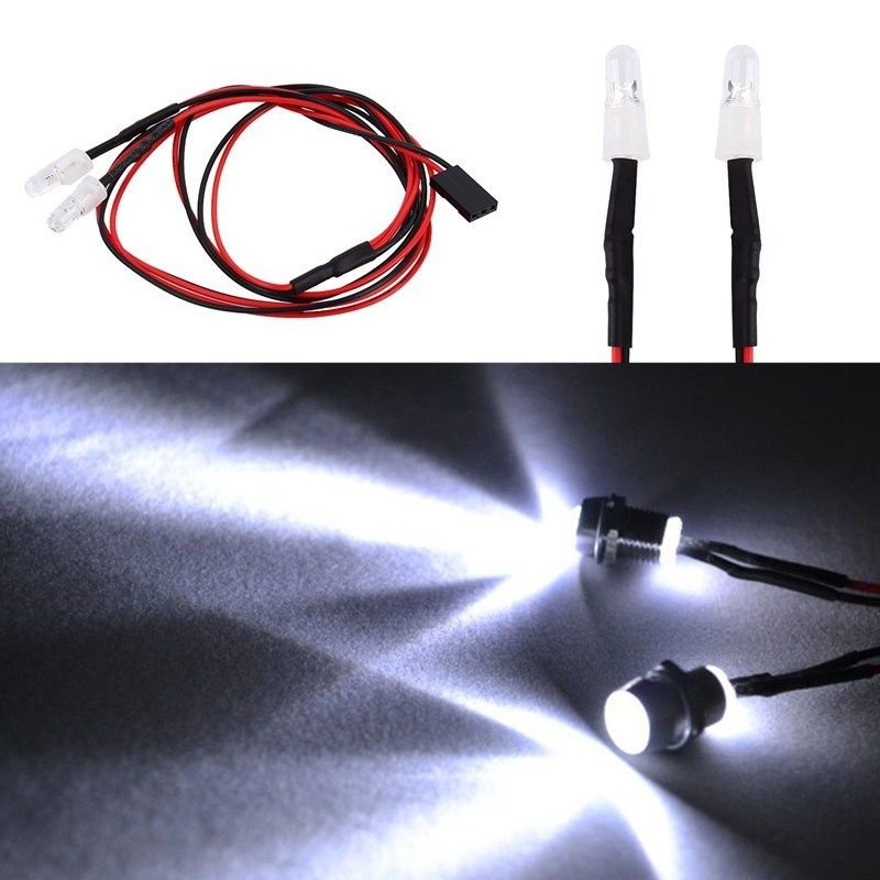 RC 1:10 On-Road Car LED Night 5mm Headlamps Headlights 2 White Light For Futaba