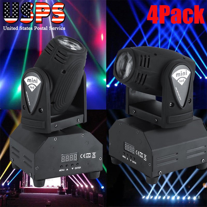 4PCS 50W LED Mini Beam Stage Lighting Moving Head Lights DMX512 Party DJ Light