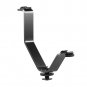 V Shape Triple Mount Hot Shoe Flash Bracket for Speedlite DSLR Camera Microphone