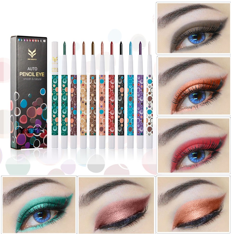 10 Pcs Multi Colour Pop Eyeliner Gel Pen Eyebrow Lip Pencil Makeup Cosmetic Set