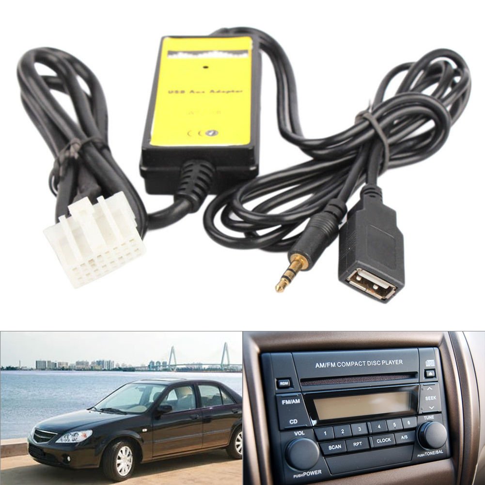 Car USB 3.5mm Aux In Adapter Cable Radio Interface For Mazda 3 5 MX5 MPV RX8