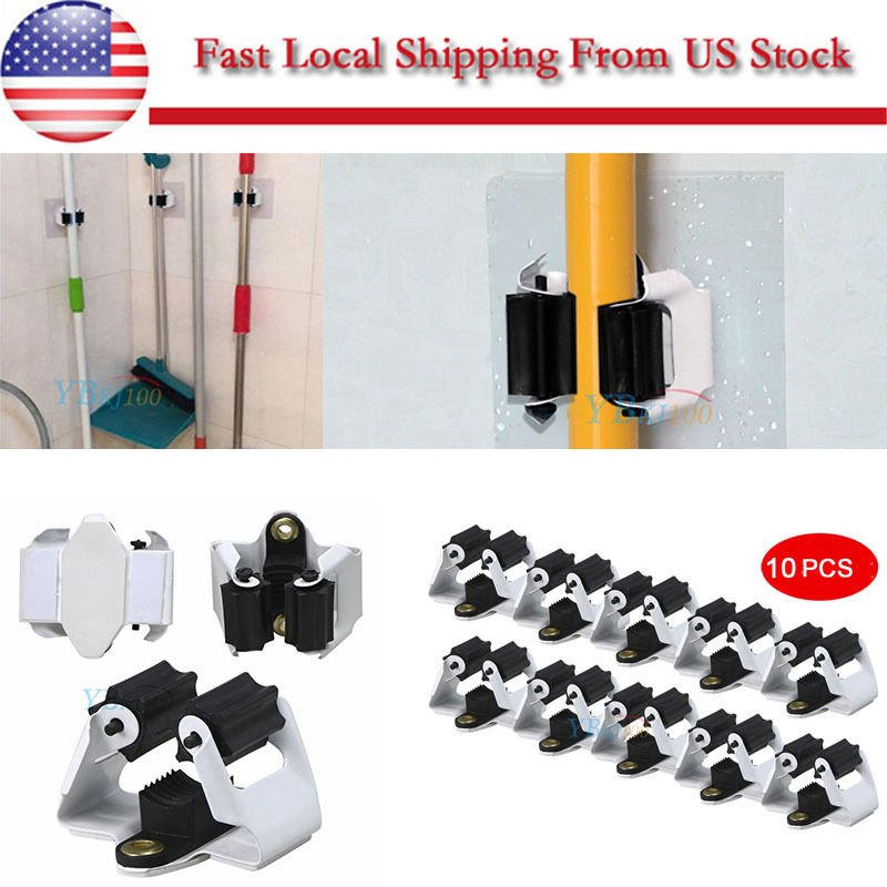 Kitchen Mop Broom Holder Wall Mounted Organizer Brush Storage Hanger Rack NEW
