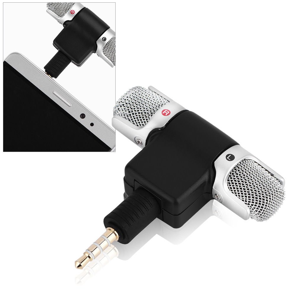 3.5mm Jack Mini External Microphone Mic Stereo Recorder For Samrt Cell Phones