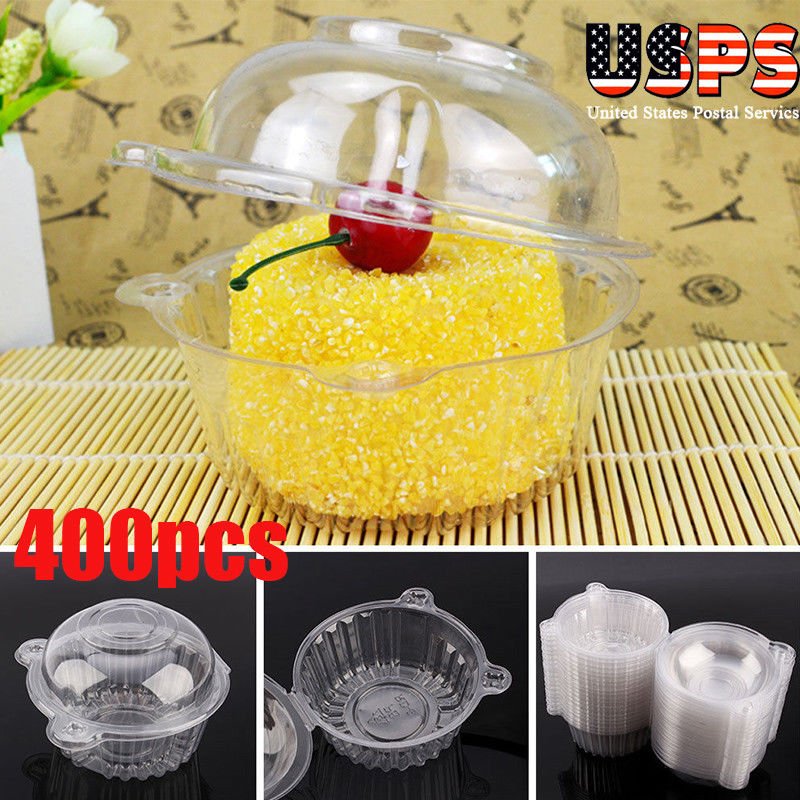 400pcs Clear Plastic Cupcake Cake Dome Favor Box Container for Wedding Party