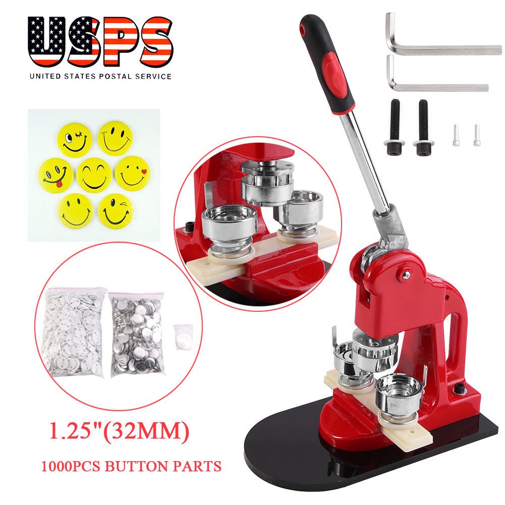 1.25''(32mm) Badge Making Kit Machine Button Maker+1000 Badges+1pc circle cutter