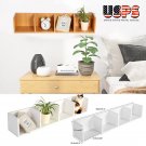 Modern Wall Mount Storage Shelf CD Media Storage Rack Wooden Unit 4 Cubes Lot