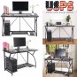 Computer Desk PC Laptop Wood Table Black Wooden Study Home Office Furniture US