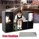DIY Wood Cube Bookcase Storage Shelving Book Wide Bookshelf Furniture w/ Cushion