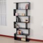 BOOKCASE BLACK 6 SHELF Bookshelf Adjustable Book Storage Wide Sheving Furniture