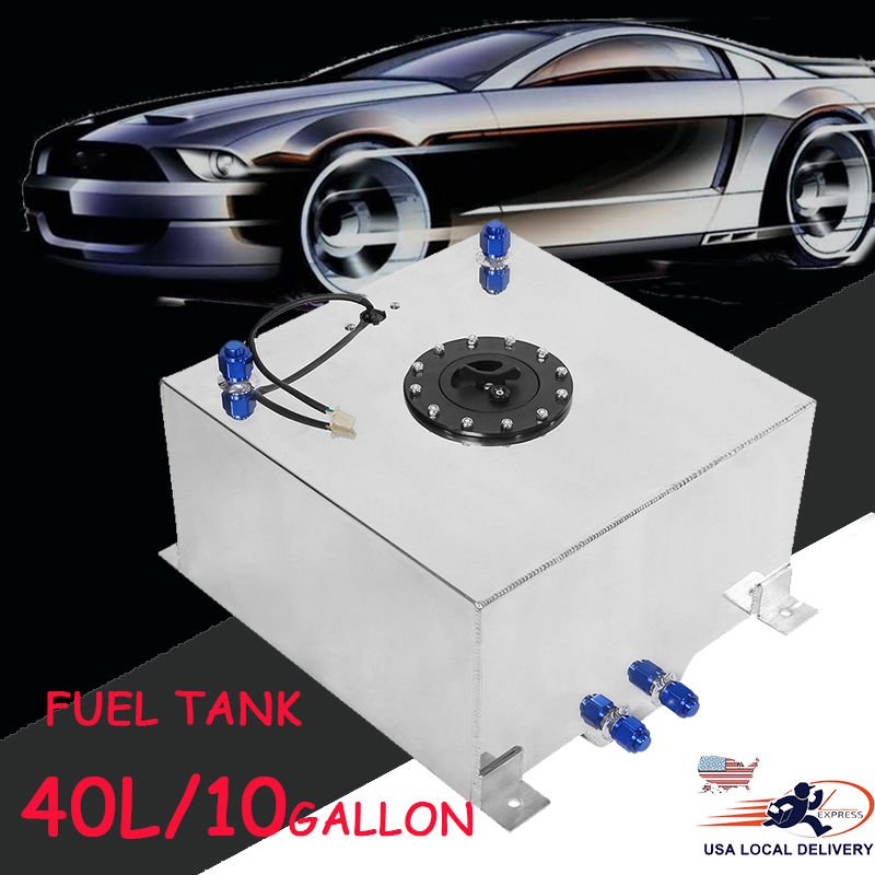 10GALLON LIGHTWEIGHT Silver COAT ALUMINUM RACE DRIFT FUEL CELL TANK+LEVEL SENDER
