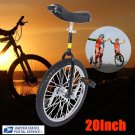 20" Wheel Unicycle Leakproof Butyl Tire Adjustable Height Cycling Black Exercise