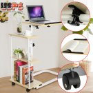 Tilted Overbed Rolling Table Over Bed Laptop Food Tray Hospital Desk W/ 4 Shelf