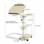 Tilted Overbed Rolling Table Over Bed Laptop Food Tray Hospital Desk W/ 4 Shelf