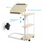 Tilted Overbed Rolling Table Over Bed Laptop Food Tray Hospital Desk W/ 4 Shelf