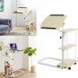 Tilted Overbed Rolling Table Over Bed Laptop Food Tray Hospital Desk W/ 4 Shelf