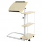 Tilted Overbed Rolling Table Over Bed Laptop Food Tray Hospital Desk W/ 4 Shelf