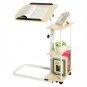Tilted Overbed Rolling Table Over Bed Laptop Food Tray Hospital Desk W/ 4 Shelf