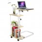 Tilted Overbed Rolling Table Over Bed Laptop Food Tray Hospital Desk W/ 4 Shelf