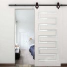 6.6ft Rhombic Antique Modern Style Barn Wood Steel Sliding Double Door Hardware