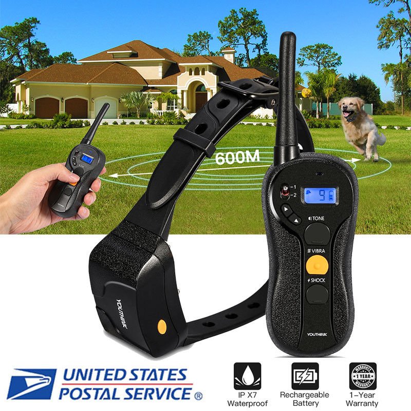 600M Waterproof Remote Pet Dog Training Electric Shock Vibration Collar US SHIP