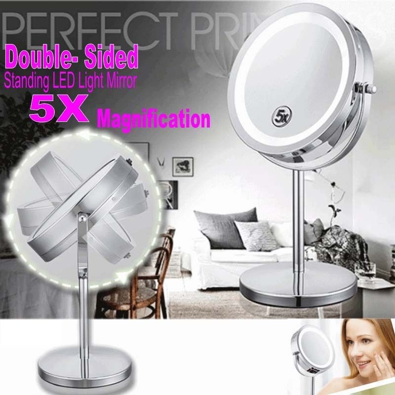 Desktop Beauty Makeup Mirror with Light Sided Magnifying Cosmetic Lighted Mirror