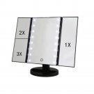 Makeup Tri-sided Foldable 1/2/3X 180°Lighted Tabletop 22LED Beauty Vanity Mirror