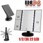 Makeup Tri-sided Foldable 1/2/3X 180°Lighted Tabletop 22LED Beauty Vanity Mirror