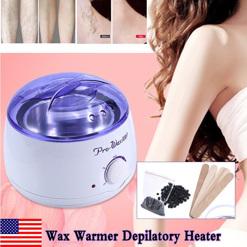 Wax Kit Heater Pot Salon Waxing Hair Removal w/100g Brazilian Hot Wax Bean USA