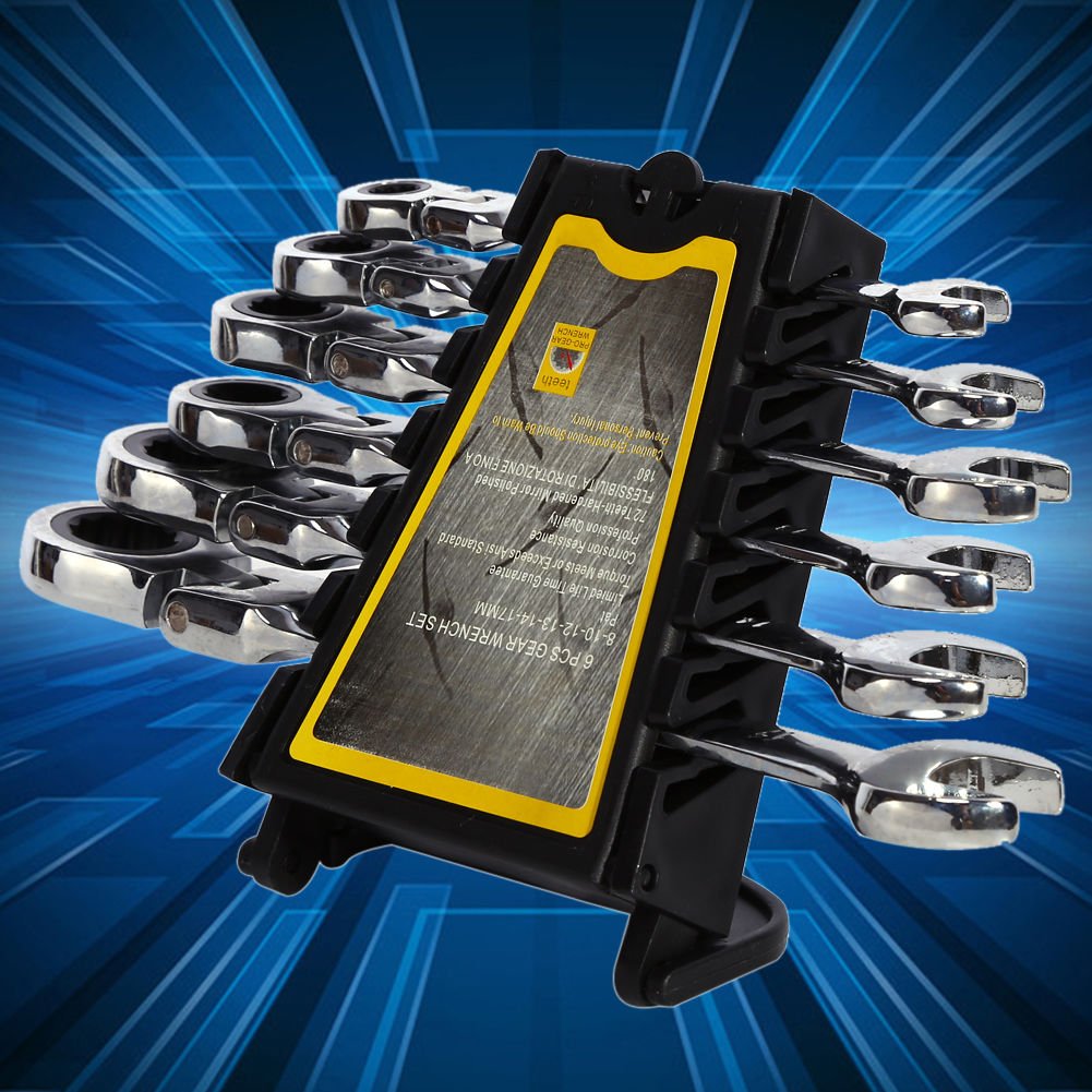8-17mm Head Ratchet Combination Spanner Gear Wrench Open End Ring Workshop Tool