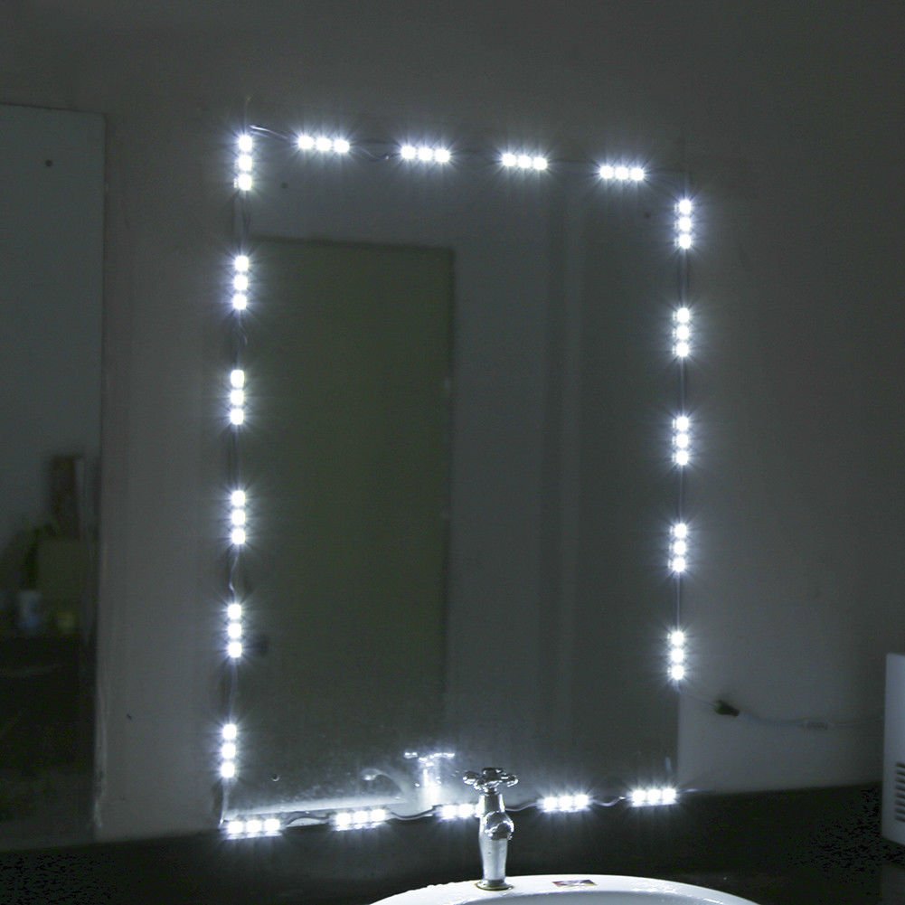 10ft Dressing Mirror Cosmetic Makeup Vanity LED White Lights Lighted w/ Remote