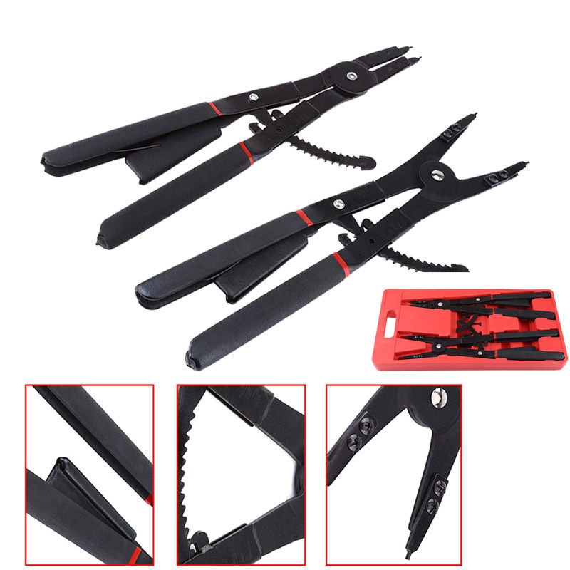 HOT~ 16" LARGE Circlip Snap Ring Pliers Set Retaining Ring Ratcheting XTRA Tips